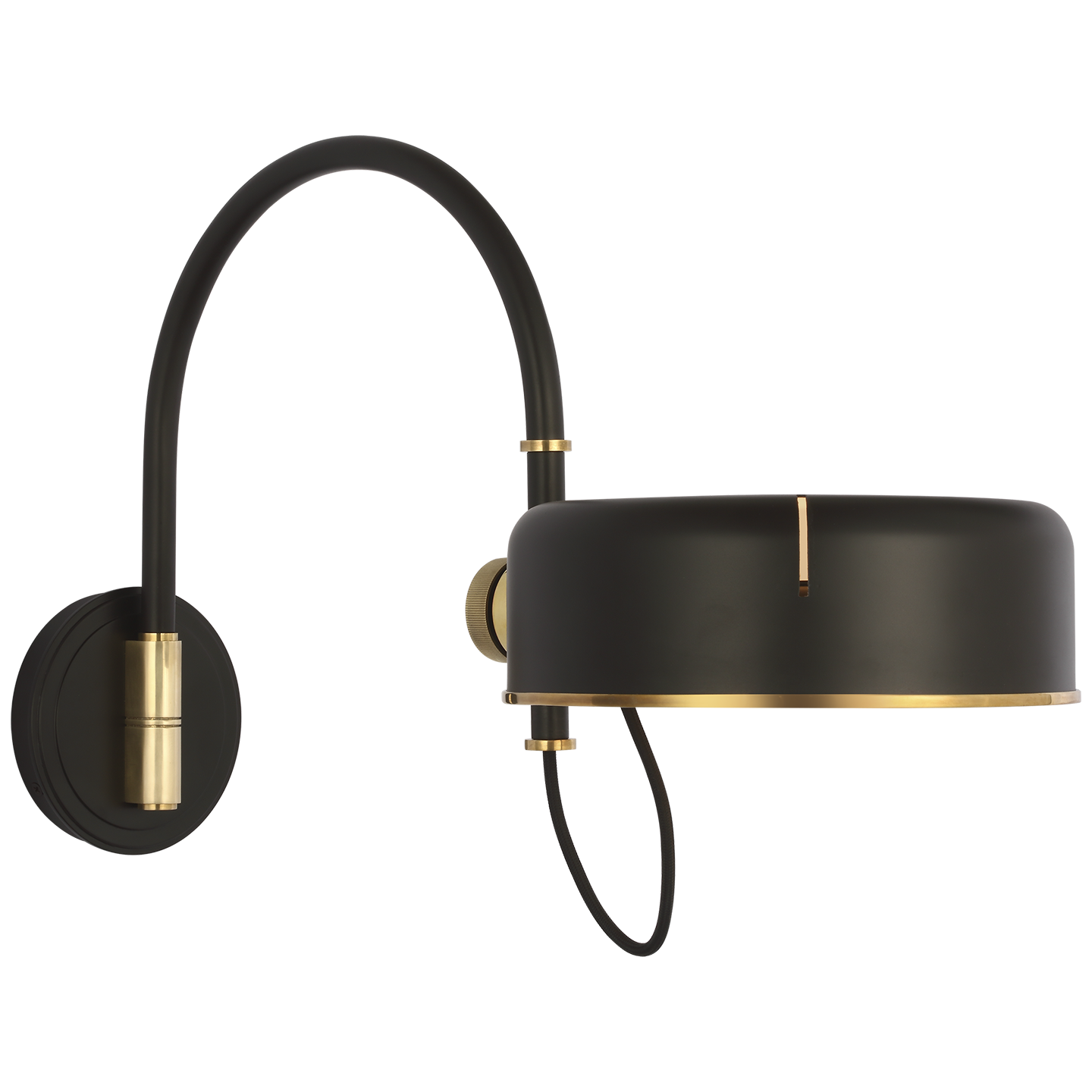 Oso 13" Articulating Arc Wall Light | Modern Iron and Hand-Rubbed Antique Brass | Modern Iron Shade