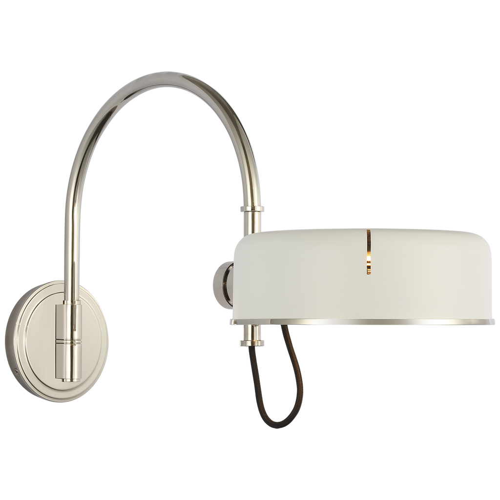 Oso 13" Articulating Arc Wall Light | Polished Nickel | Matte White Shade