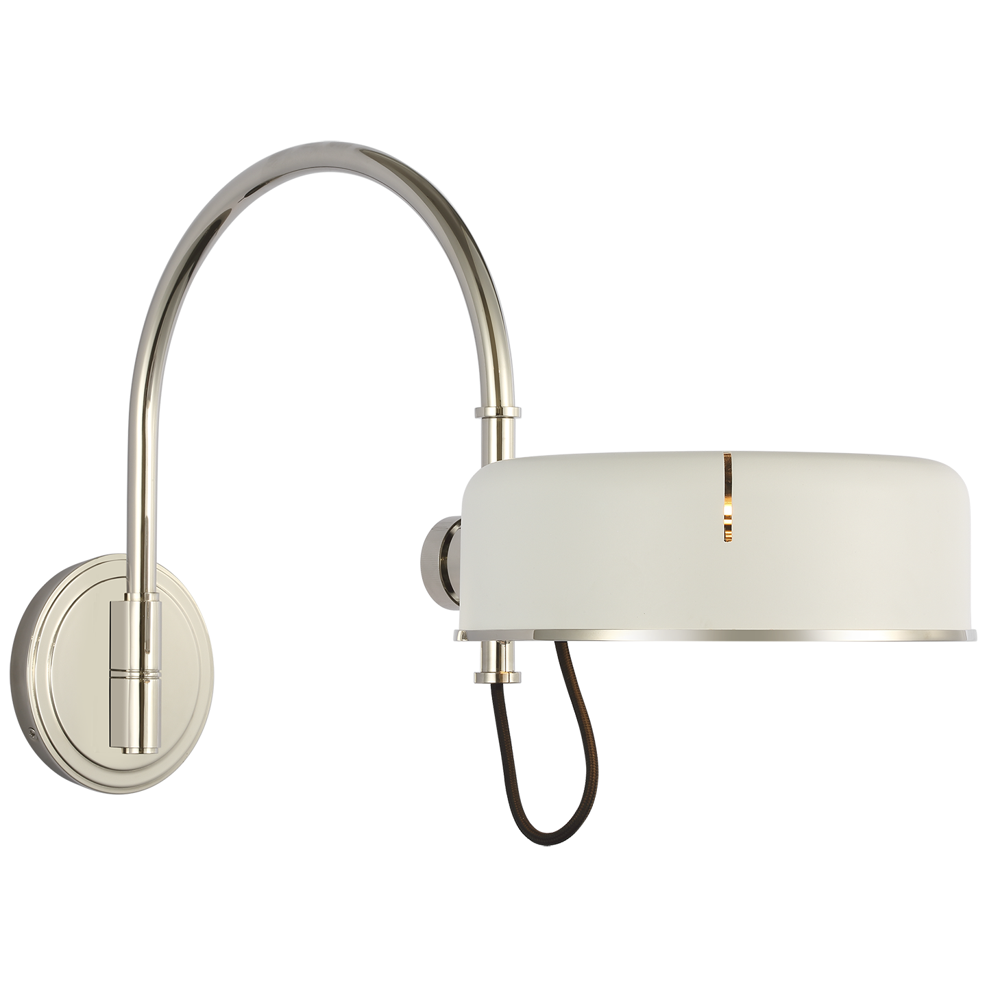 Oso 13" Articulating Arc Wall Light | Polished Nickel | Matte White Shade