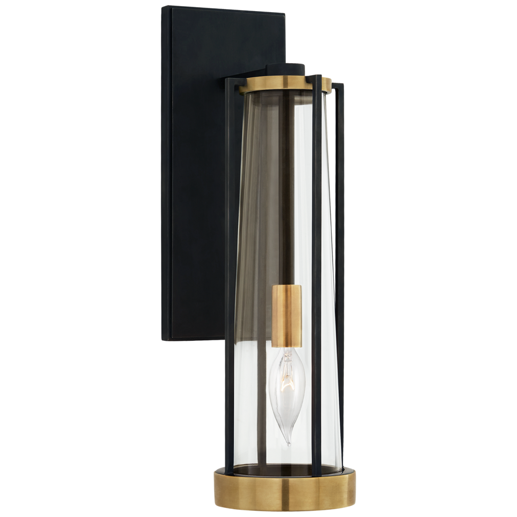 Calix Bracketed Sconce | Bronze and Brass | Clear Glass
