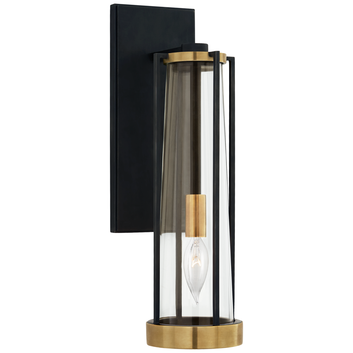 Calix Bracketed Sconce | Bronze and Brass | Clear Glass