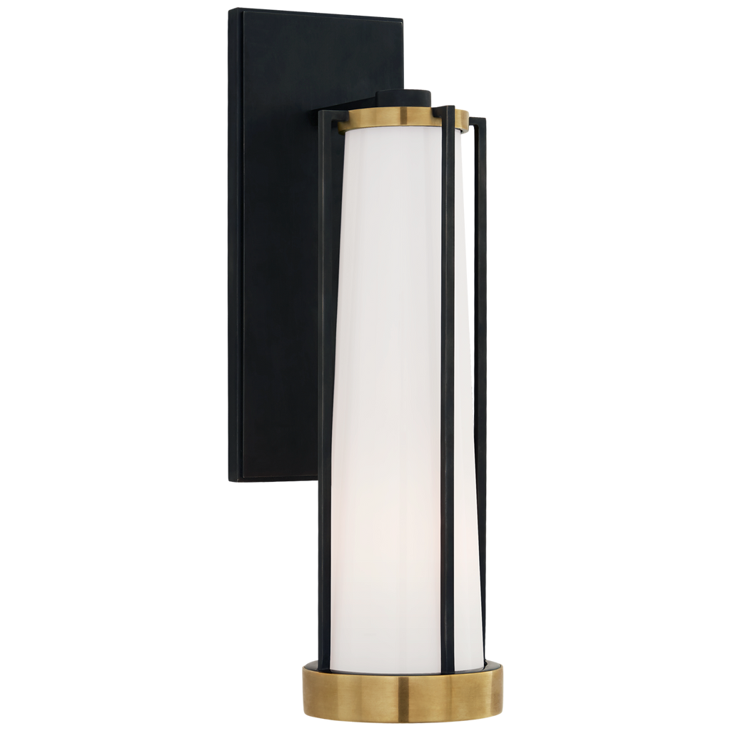 Calix Bracketed Sconce | Bronze and Brass | White Glass