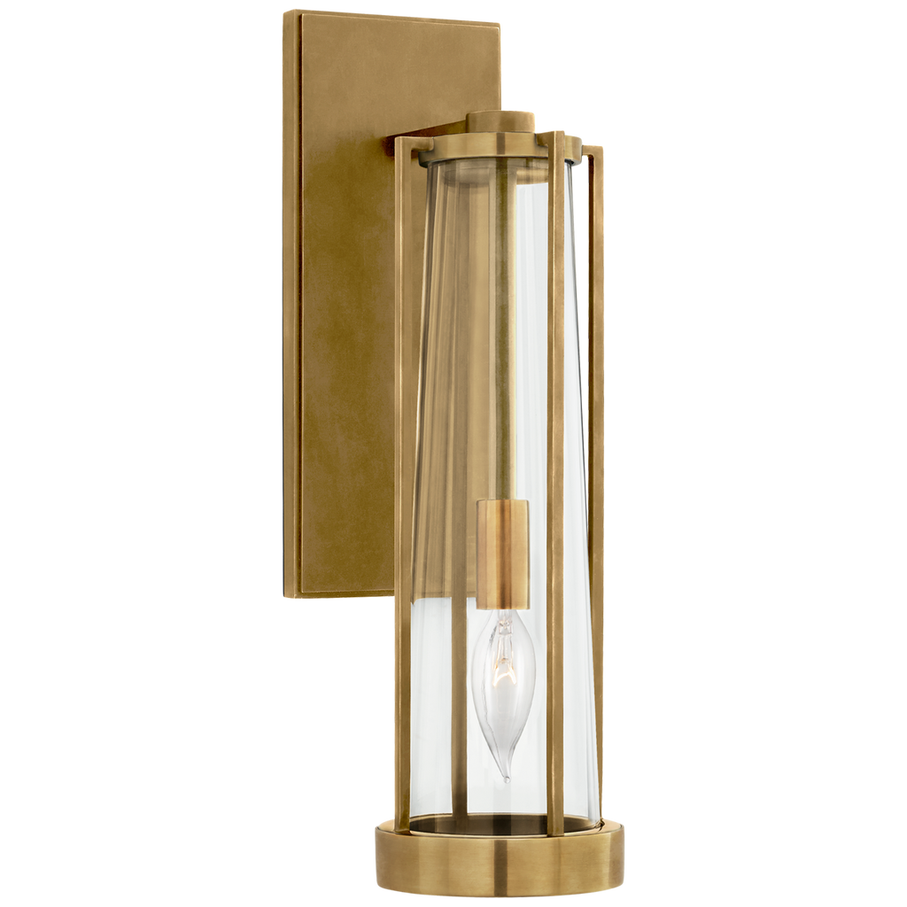 Calix Bracketed Sconce | Hand-Rubbed Antique Brass | Clear Glass