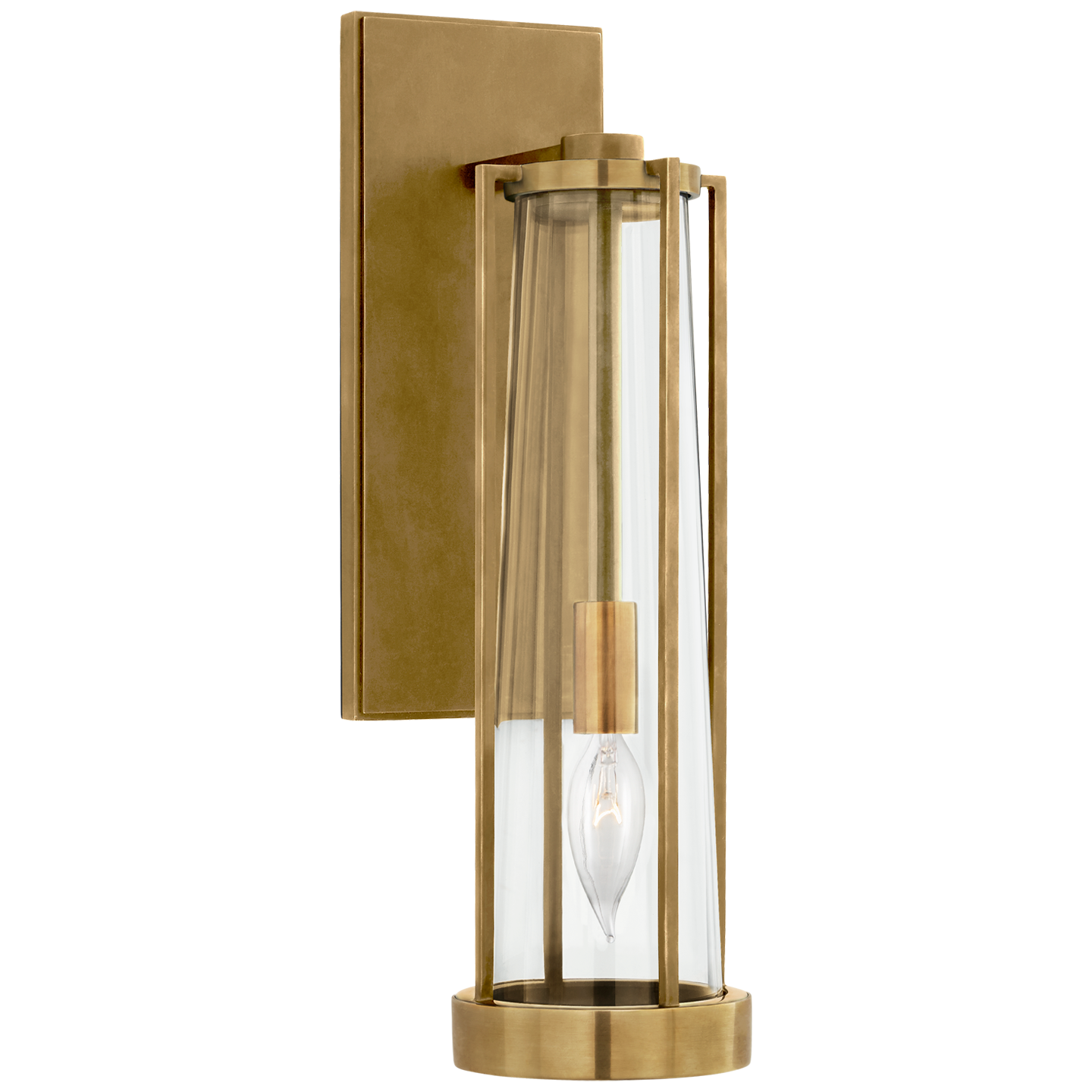 Calix Bracketed Sconce | Hand-Rubbed Antique Brass | Clear Glass