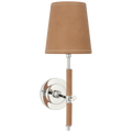 Bryant Wrapped Sconce | Polished Nickel and Natural Leather | Natural Leather Shade