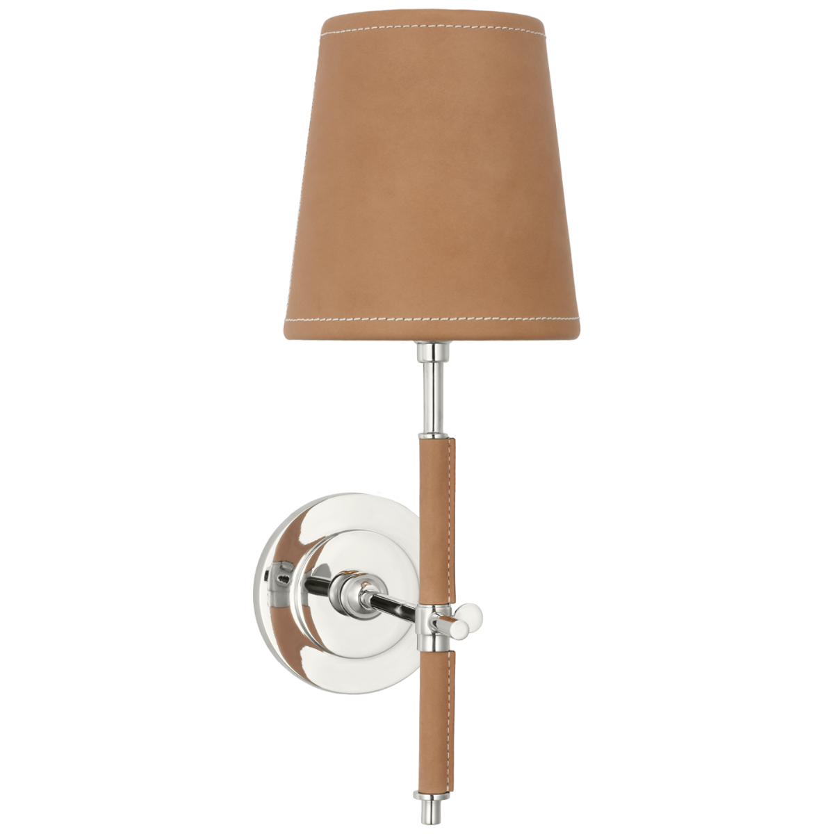 Bryant Wrapped Sconce | Polished Nickel and Natural Leather | Natural Leather Shade