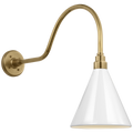 Academy 23" Flynn Barn Light | Hand-Rubbed Antique Brass | 9 | 9" White Conical Savannah Shade