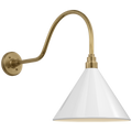 Academy 23" Flynn Barn Light | Hand-Rubbed Antique Brass | 12.5 | 12.5" White Conical Savannah Shade