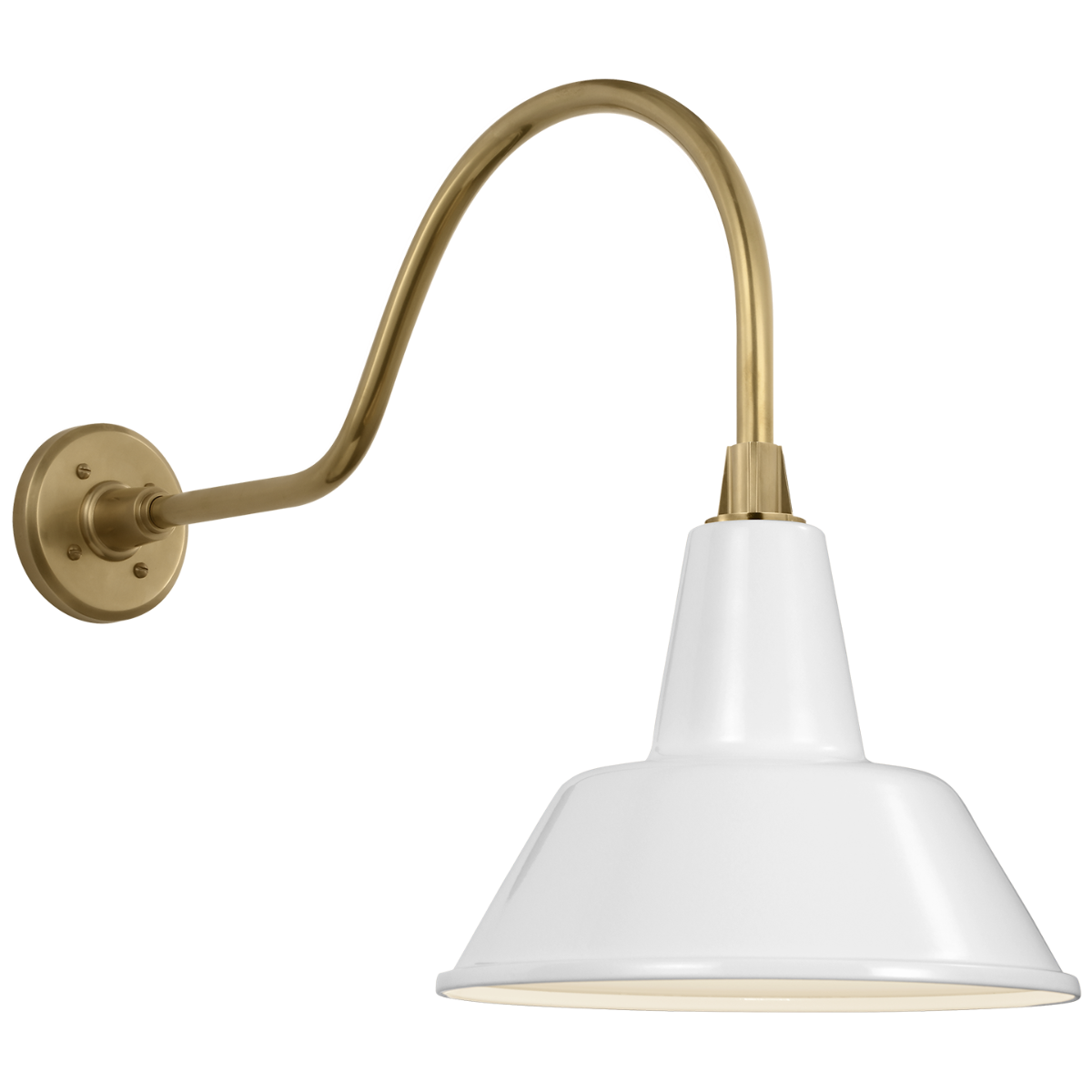 Academy 23" Flynn Barn Light | Hand-Rubbed Antique Brass | 12.5 | 12.5" White Bowers Shade