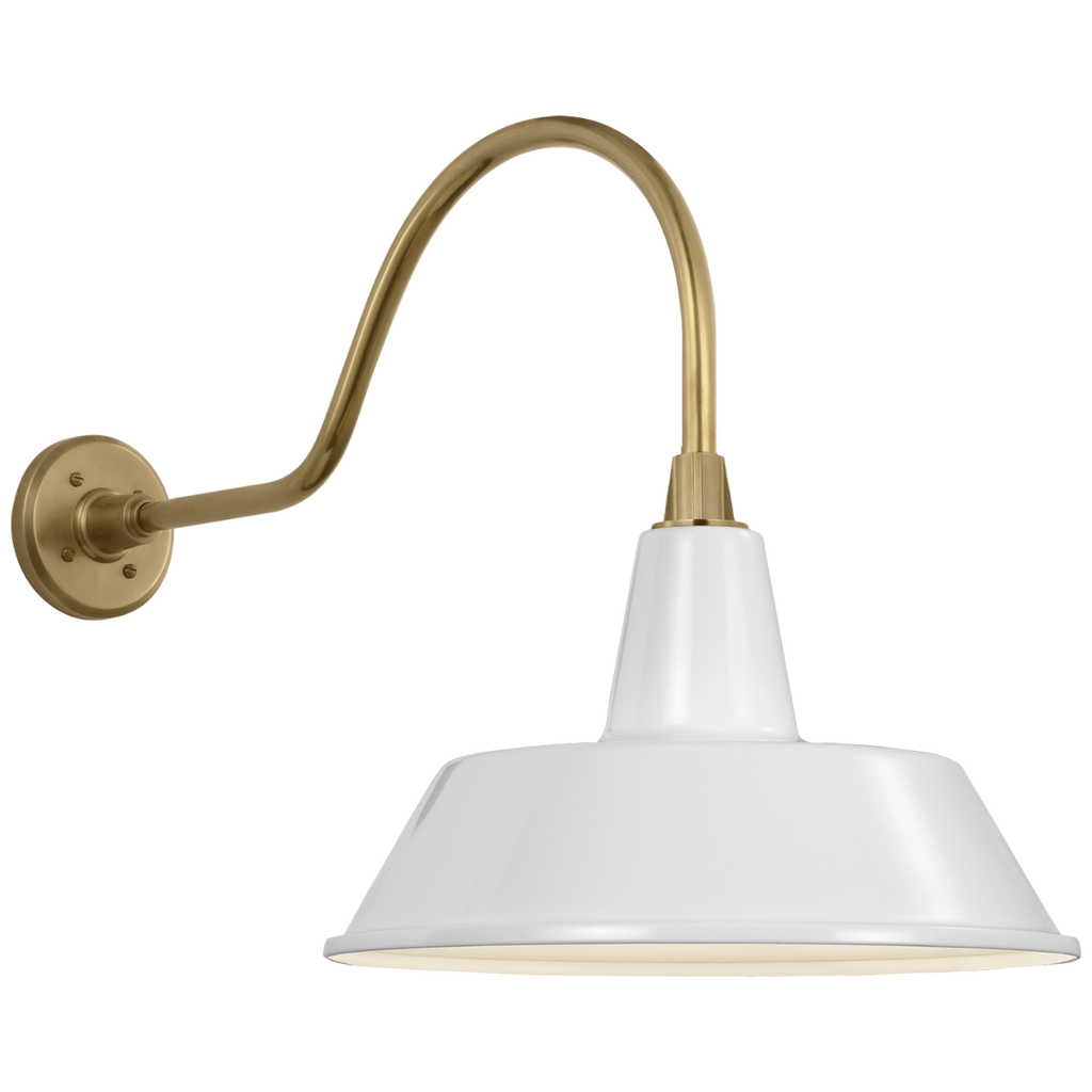 Academy 23" Flynn Barn Light | Hand-Rubbed Antique Brass | 16 | 16" White Bowers Shade