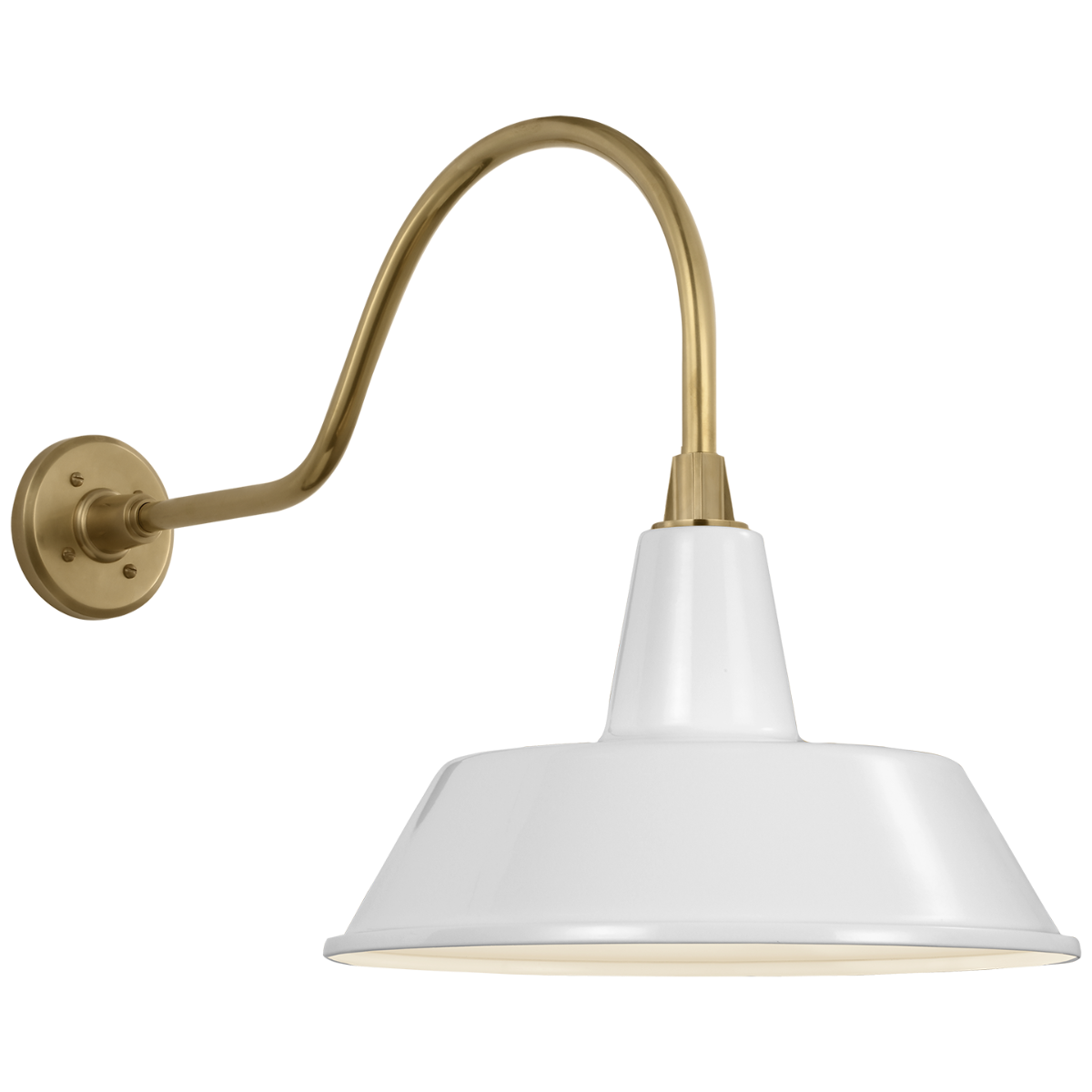 Academy 23" Flynn Barn Light | Hand-Rubbed Antique Brass | 16 | 16" White Bowers Shade
