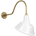 Academy 23" Flynn Barn Light | Hand-Rubbed Antique Brass | 12.5 | 12.5" White Tilted Bowers Shade