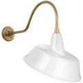 Academy 23" Flynn Barn Light | Hand-Rubbed Antique Brass | 16 | 16" White Tilted Bowers Shade