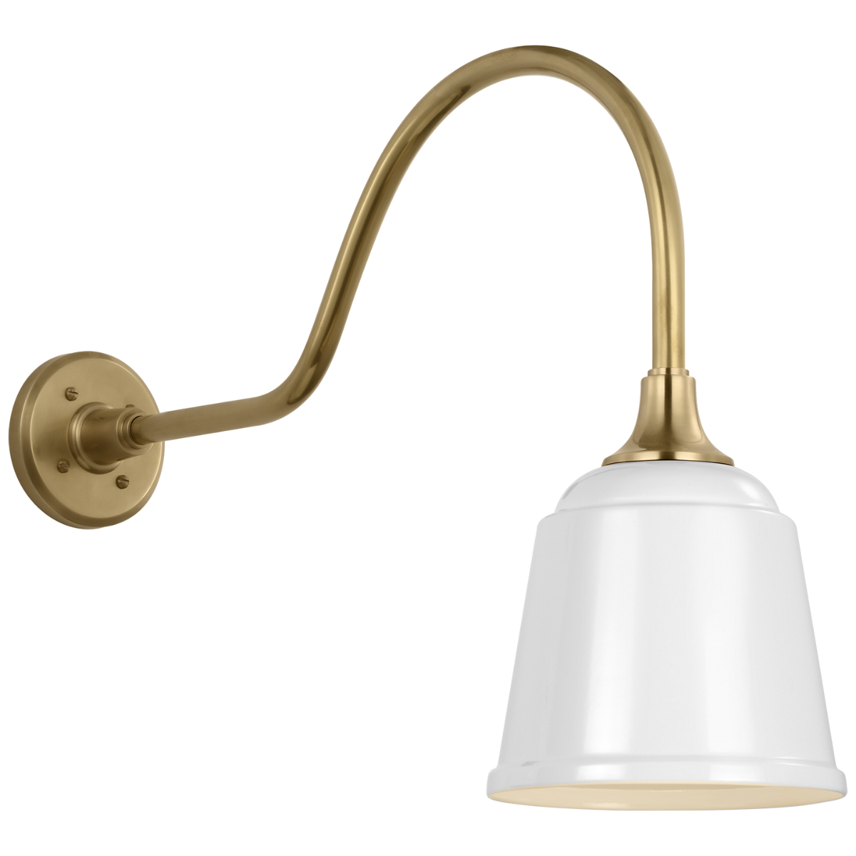 Academy 23" Flynn Barn Light | Hand-Rubbed Antique Brass | 8 | 8" White Rockhouse Shade