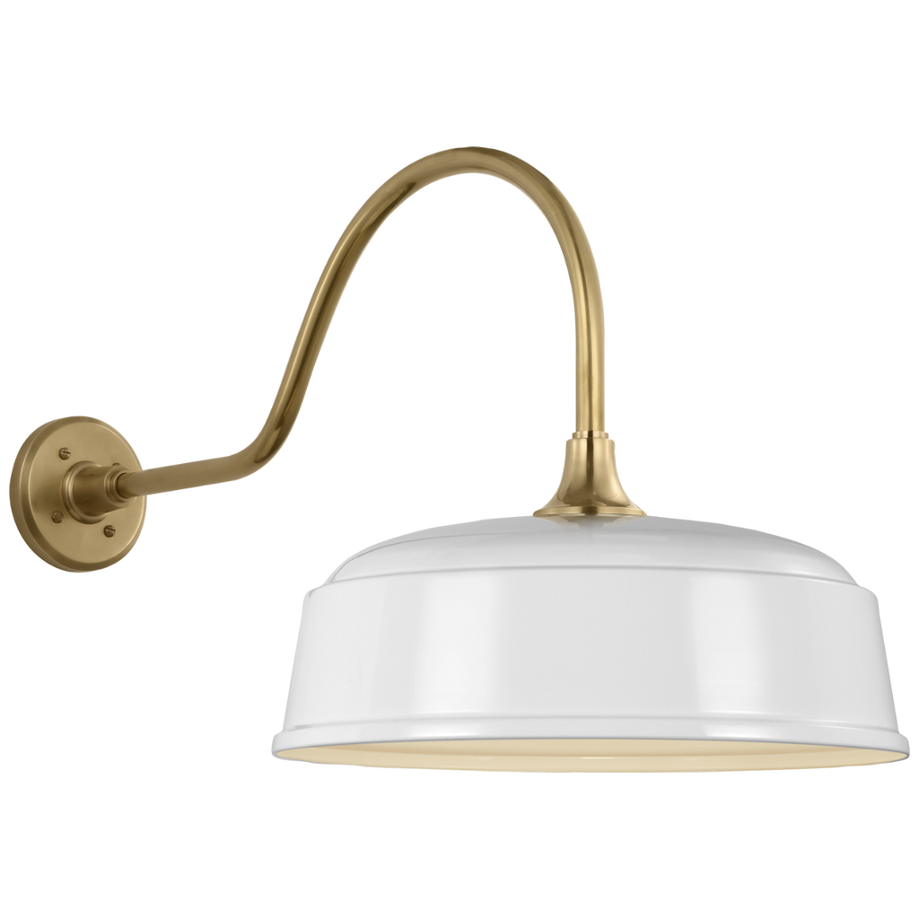 Academy 23" Flynn Barn Light | Hand-Rubbed Antique Brass | 16 | 16" White Rockhouse Shade
