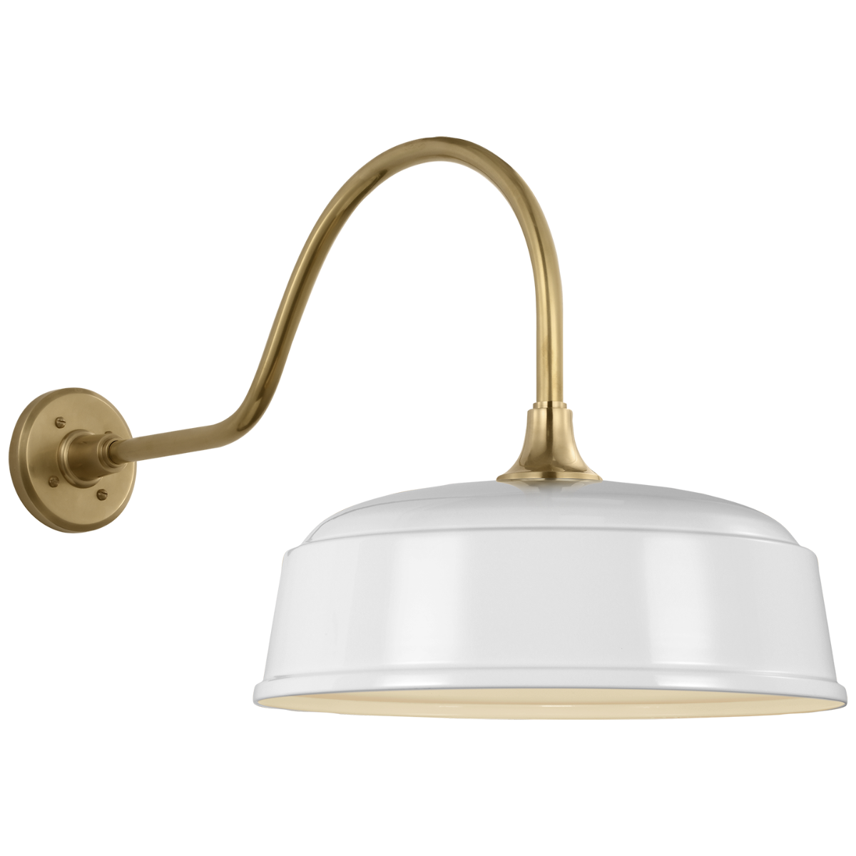 Academy 23" Flynn Barn Light | Hand-Rubbed Antique Brass | 16 | 16" White Rockhouse Shade