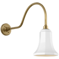 Academy 23" Flynn Barn Light | Hand-Rubbed Antique Brass | 7.5 | 7.5" White Savannah Shade