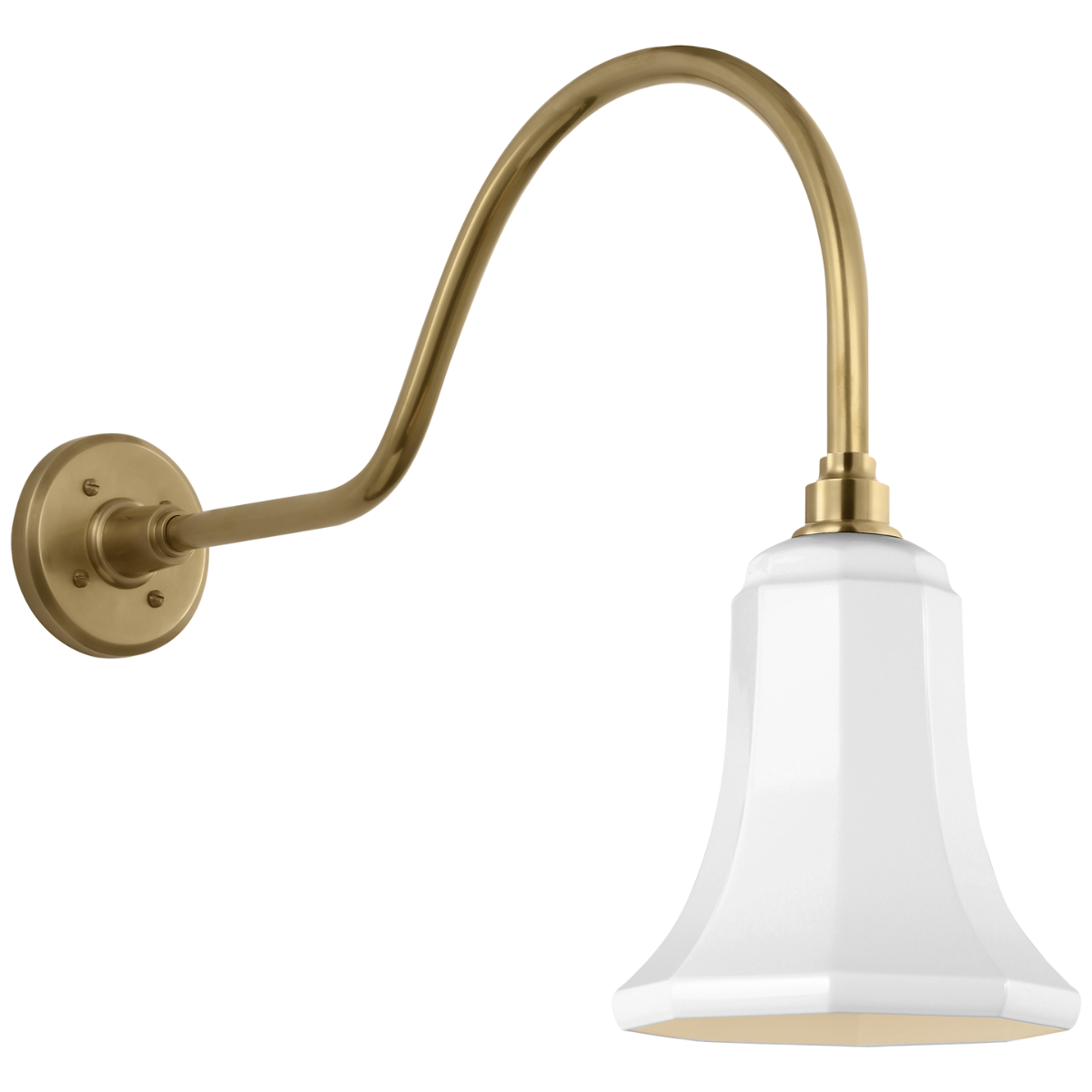 Academy 23" Flynn Barn Light | Hand-Rubbed Antique Brass | 7.5 | 7.5" White Savannah Shade