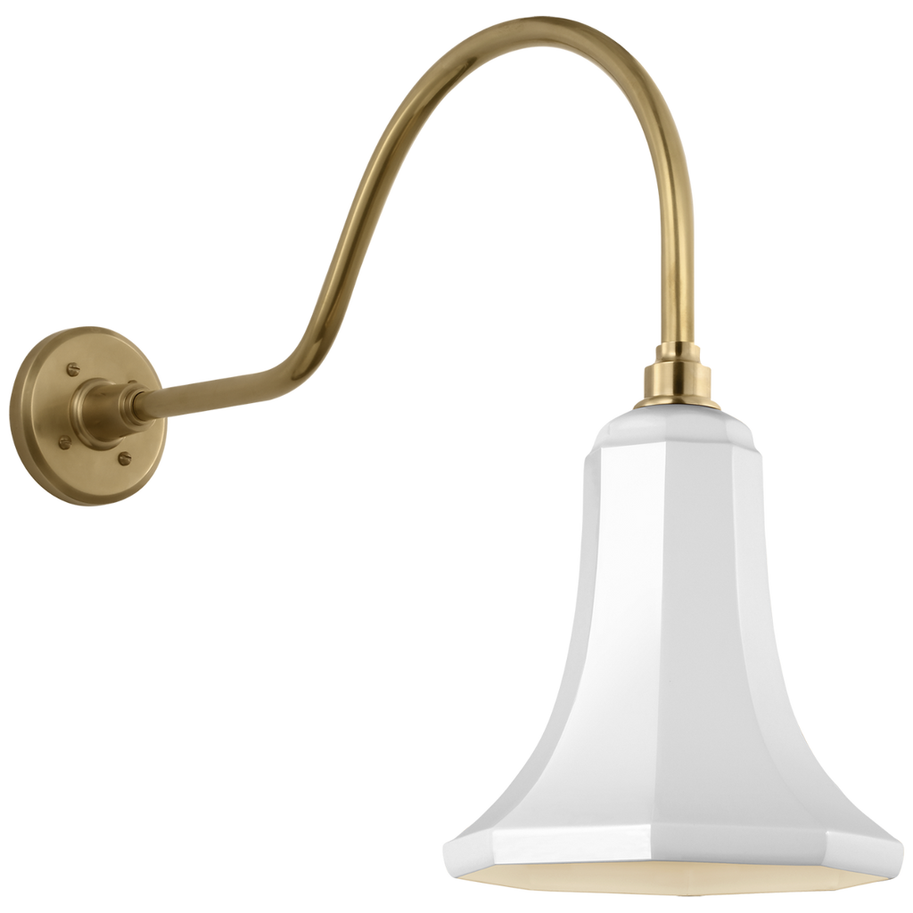 Academy 23" Flynn Barn Light | Hand-Rubbed Antique Brass | 9.25 | 9.25" White Savannah Shade