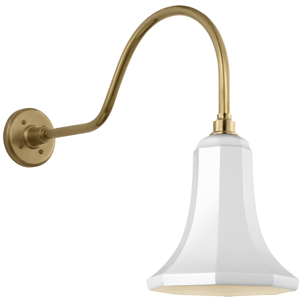 Academy 23" Flynn Barn Light | Hand-Rubbed Antique Brass | 9.25 | 9.25" White Savannah Shade