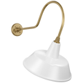 Academy 26" Angled Flynn Barn Light | Hand-Rubbed Antique Brass | 16 | 16" White Bowers Shade