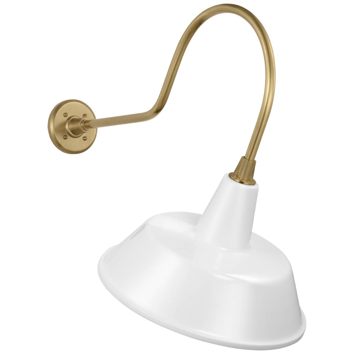 Academy 26" Angled Flynn Barn Light | Hand-Rubbed Antique Brass | 16 | 16" White Bowers Shade