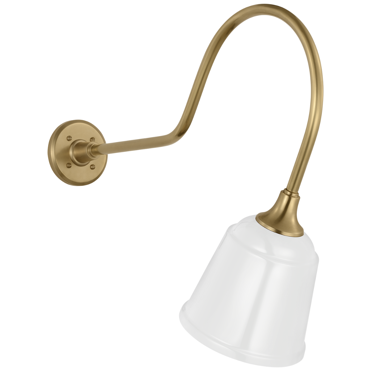 Academy 26" Angled Flynn Barn Light | Hand-Rubbed Antique Brass | 8 | 8" White Rockhouse Shade