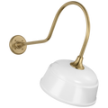 Academy 26" Angled Flynn Barn Light | Hand-Rubbed Antique Brass | 12.5 | 12.5" White Rockhouse Shade