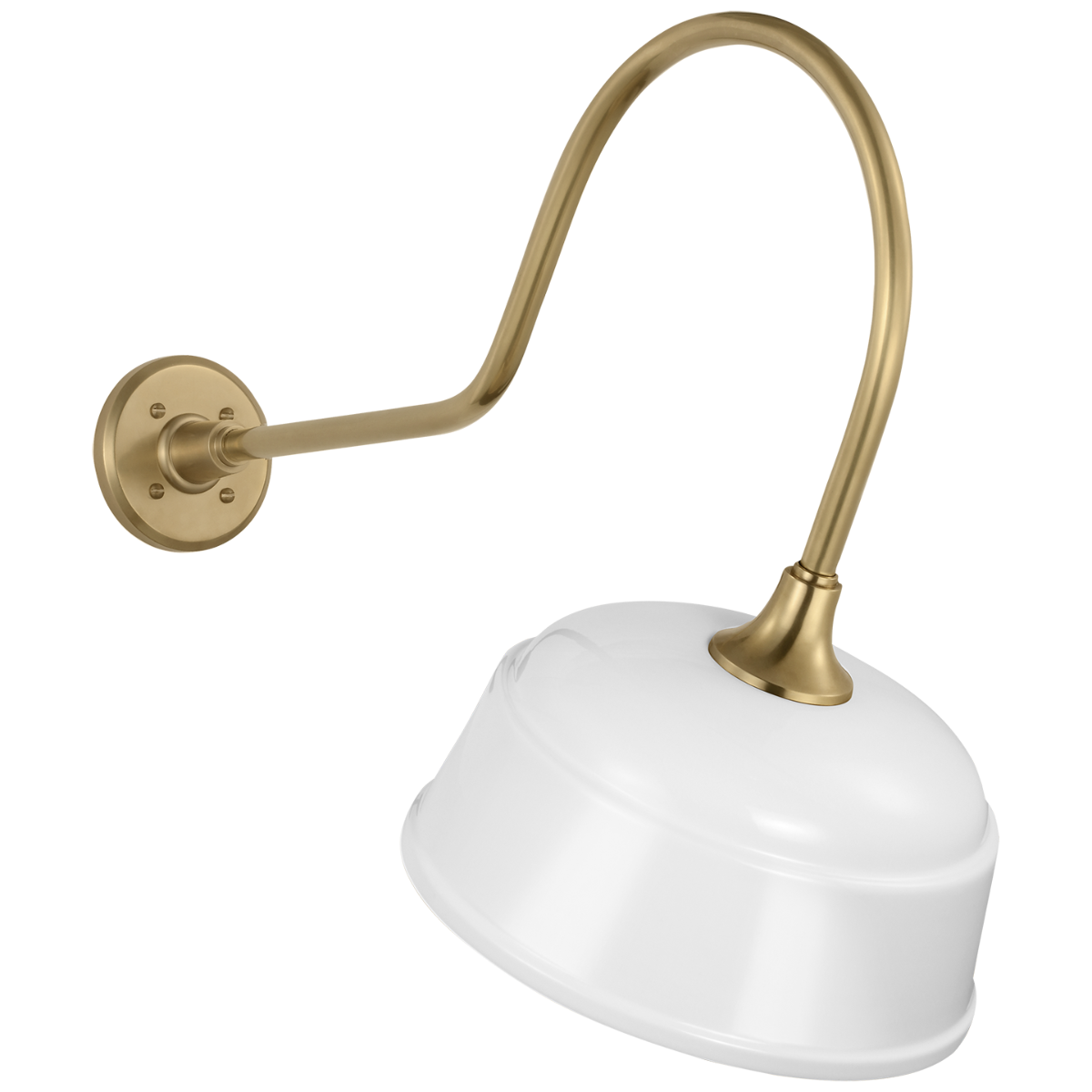 Academy 26" Angled Flynn Barn Light | Hand-Rubbed Antique Brass | 12.5 | 12.5" White Rockhouse Shade