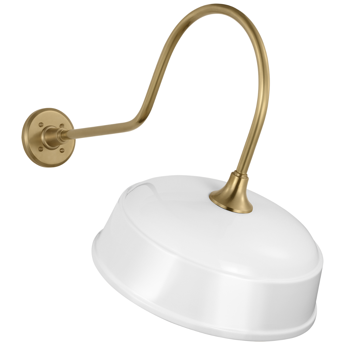 Academy 26" Angled Flynn Barn Light | Hand-Rubbed Antique Brass | 16 | 16" White Rockhouse Shade