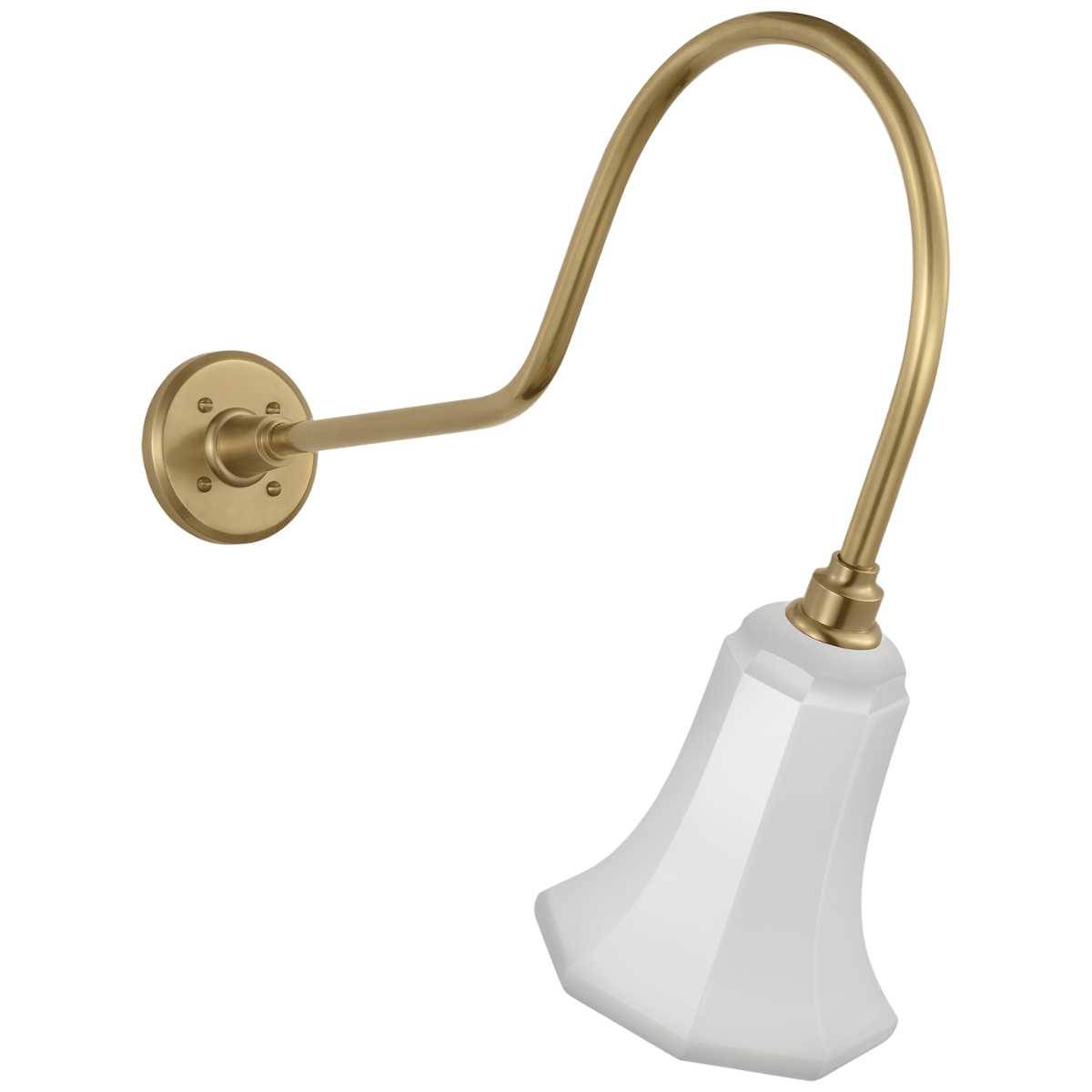Academy 26" Angled Flynn Barn Light | Hand-Rubbed Antique Brass | 7.5 | 7.5" White Savannah Shade