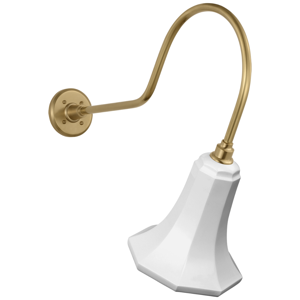 Academy 26" Angled Flynn Barn Light | Hand-Rubbed Antique Brass | 9.25 | 9.25" White Savannah Shade