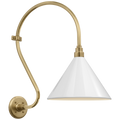 Academy 15" Larrabee Barn Light | Hand-Rubbed Antique Brass | 12.5 | 12.5" White Conical Savannah Shade