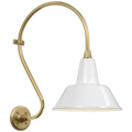 Academy 15" Larrabee Barn Light | Hand-Rubbed Antique Brass | 12.5 | 12.5" White Bowers Shade