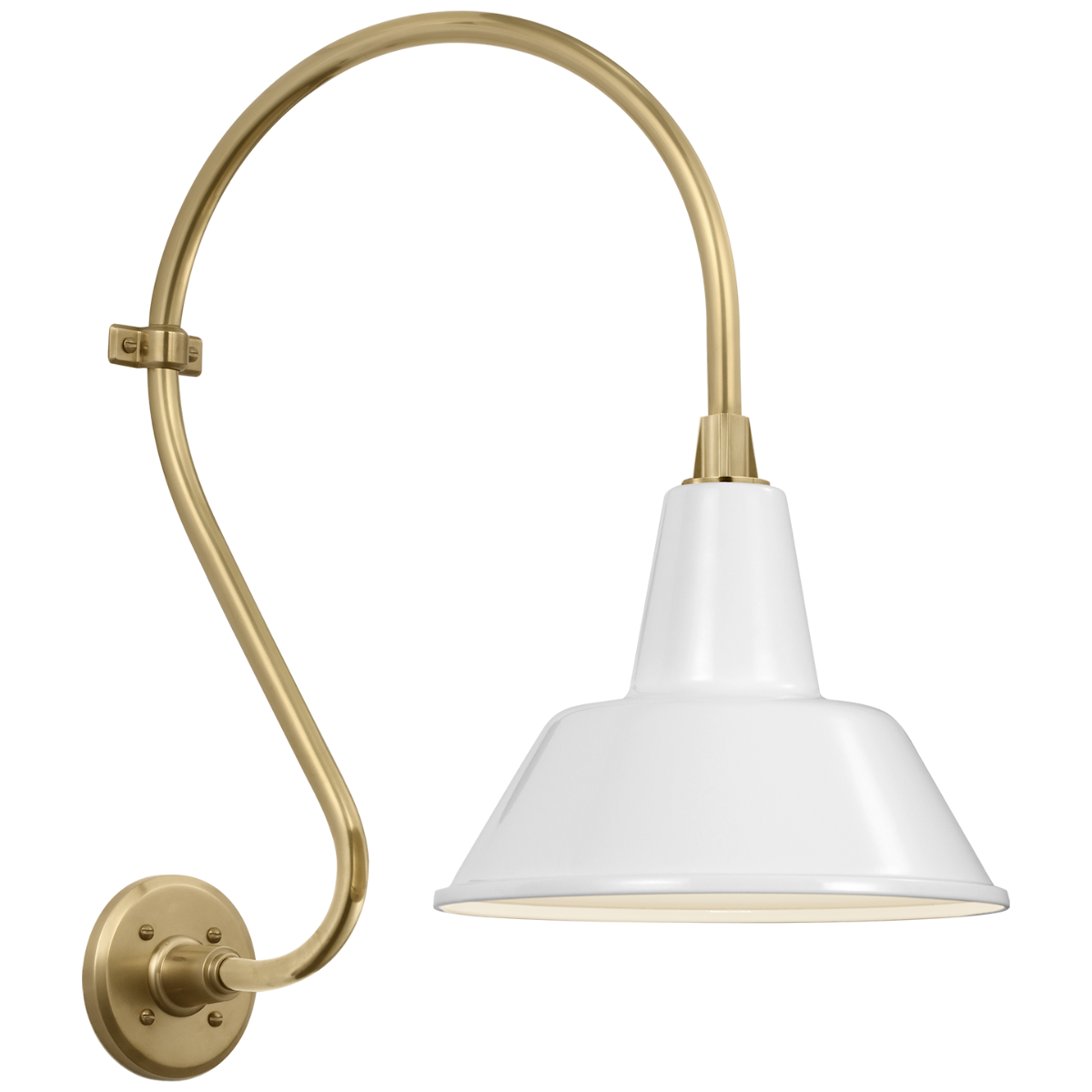 Academy 15" Larrabee Barn Light | Hand-Rubbed Antique Brass | 12.5 | 12.5" White Bowers Shade