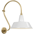 Academy 15" Larrabee Barn Light | Hand-Rubbed Antique Brass | 16 | 16" White Bowers Shade