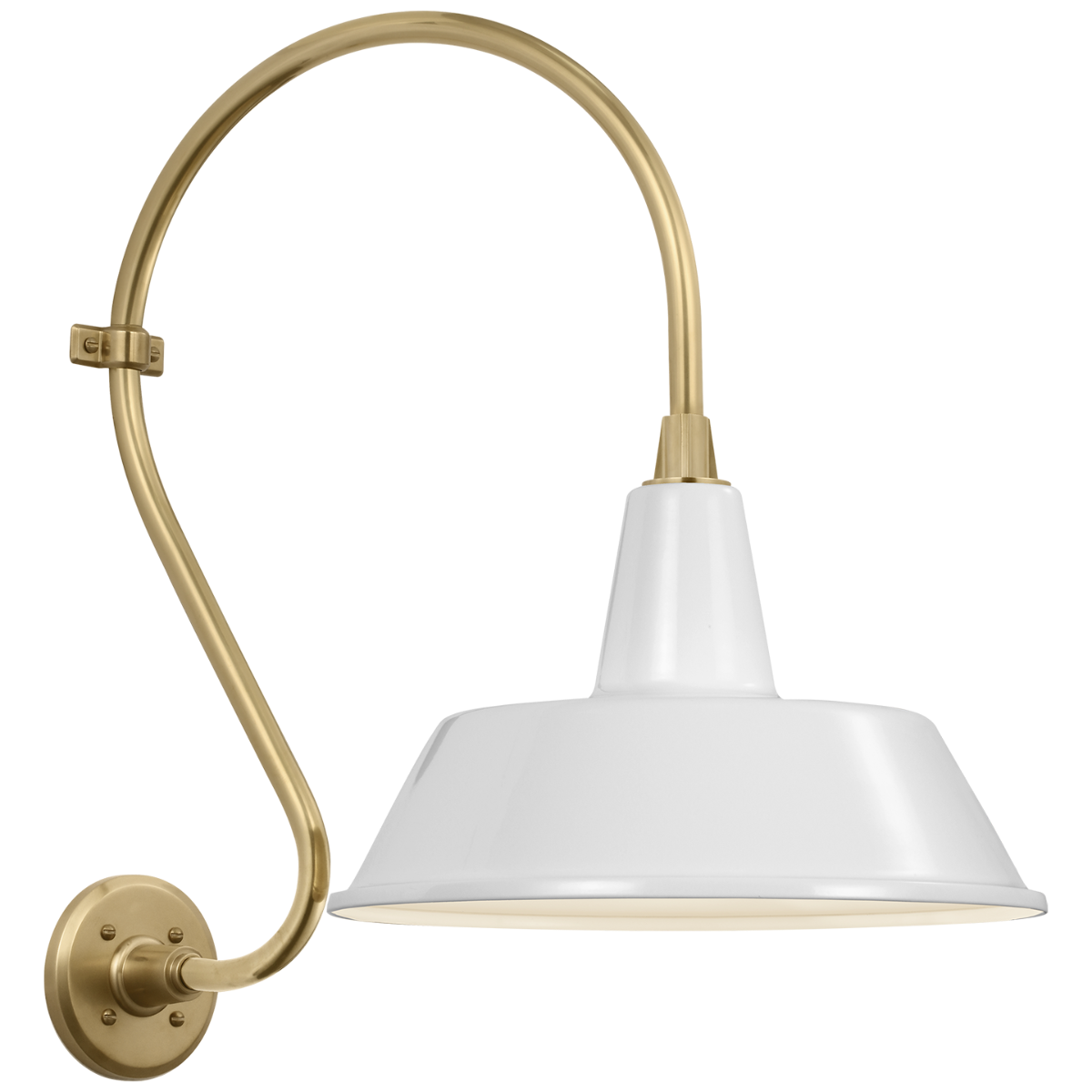Academy 15" Larrabee Barn Light | Hand-Rubbed Antique Brass | 16 | 16" White Bowers Shade