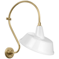 Academy 15" Larrabee Barn Light | Hand-Rubbed Antique Brass | 16 | 16" White Tilted Bowers Shade