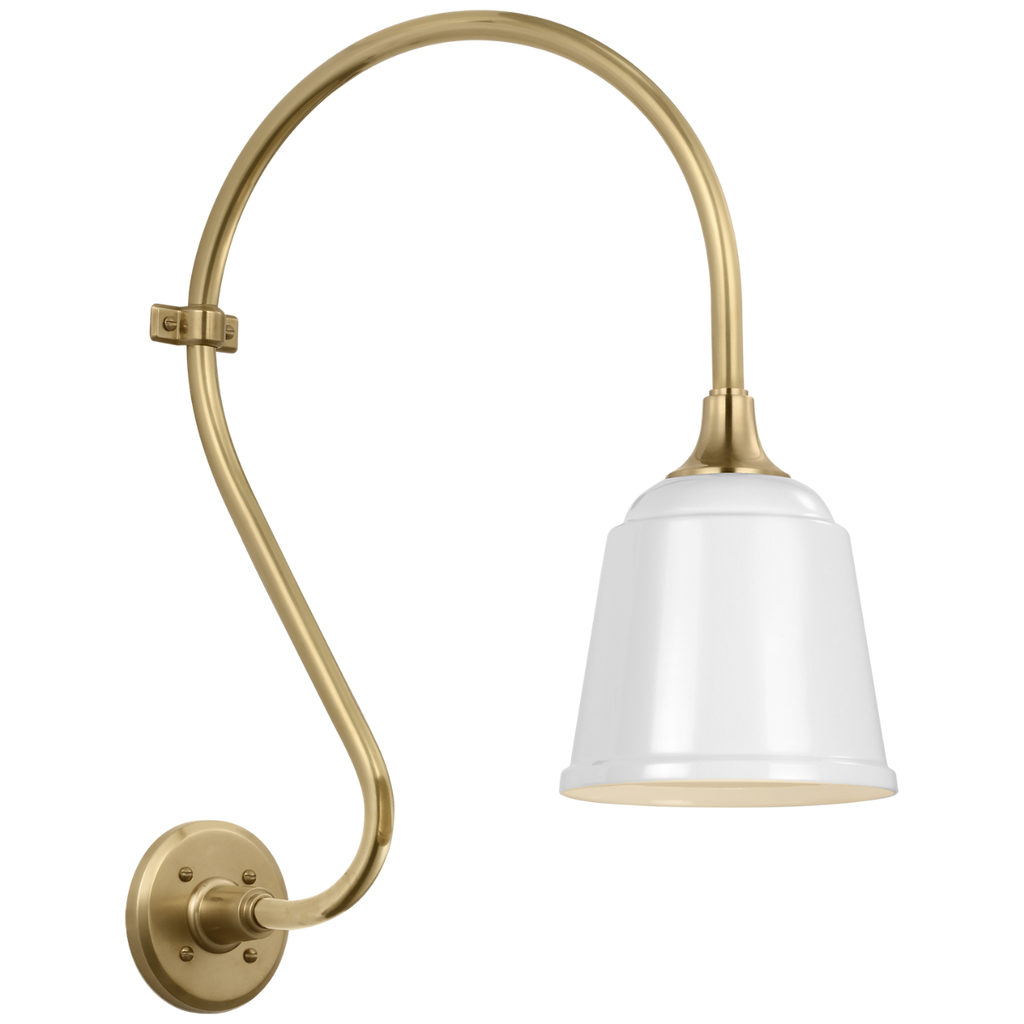 Academy 15" Larrabee Barn Light | Hand-Rubbed Antique Brass | 8 | 8" White Rockhouse Shade