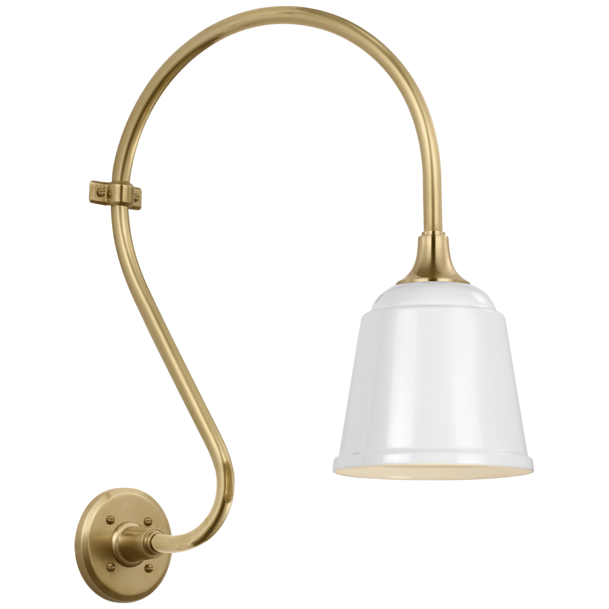 Academy 15" Larrabee Barn Light | Hand-Rubbed Antique Brass | 8 | 8" White Rockhouse Shade