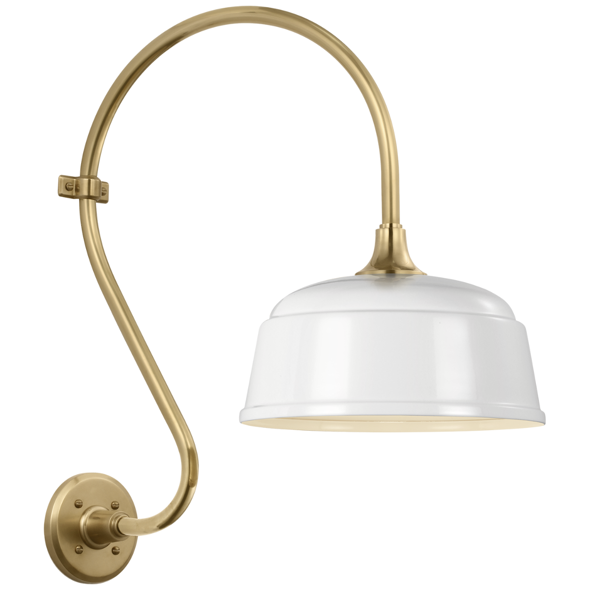 Academy 15" Larrabee Barn Light | Hand-Rubbed Antique Brass | 12.5 | 12.5" White Rockhouse Shade