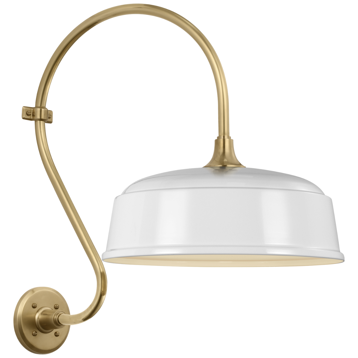 Academy 15" Larrabee Barn Light | Hand-Rubbed Antique Brass | 16 | 16" White Rockhouse Shade