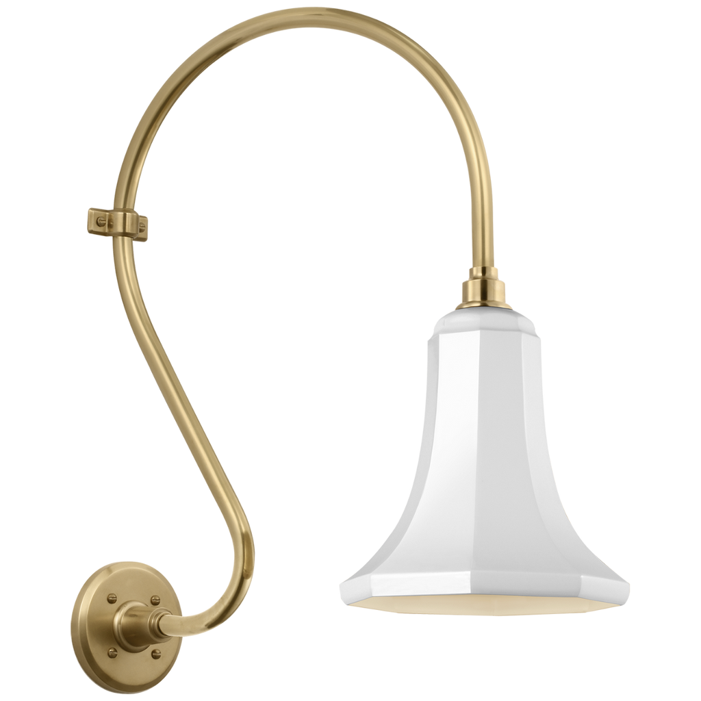 Academy 15" Larrabee Barn Light | Hand-Rubbed Antique Brass | 9.25 | 9.25" White Savannah Shade