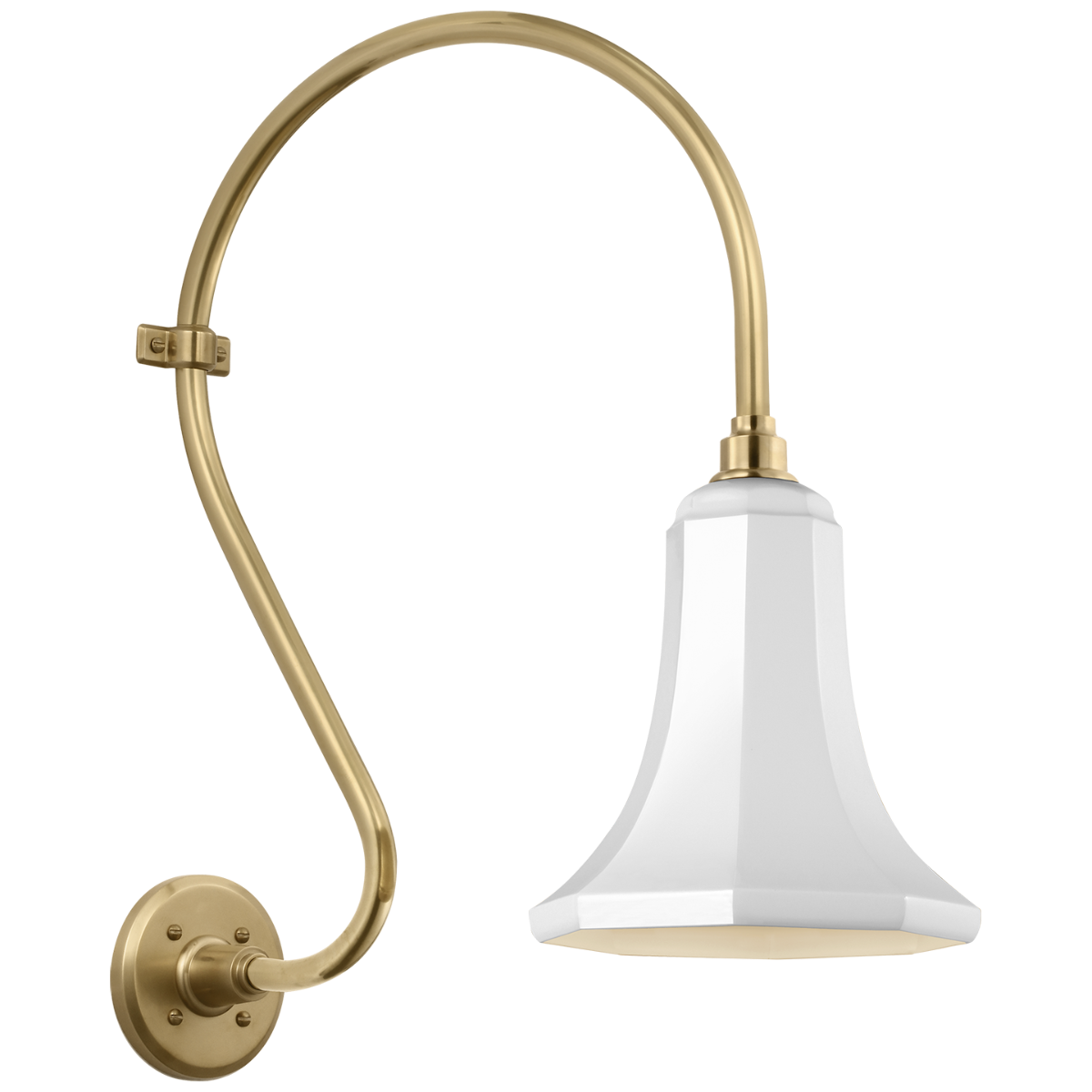 Academy 15" Larrabee Barn Light | Hand-Rubbed Antique Brass | 9.25 | 9.25" White Savannah Shade