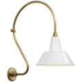 Academy 18" Larrabee Barn Light | Hand-Rubbed Antique Brass | 12.5 | 12.5" White Bowers Shade