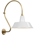 Academy 18" Larrabee Barn Light | Hand-Rubbed Antique Brass | 16 | 16" White Bowers Shade
