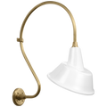 Academy 18" Larrabee Barn Light | Hand-Rubbed Antique Brass | 12.5 | 12.5" White Tilted Bowers Shade