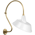 Academy 18" Larrabee Barn Light | Hand-Rubbed Antique Brass | 16 | 16" White Tilted Bowers Shade