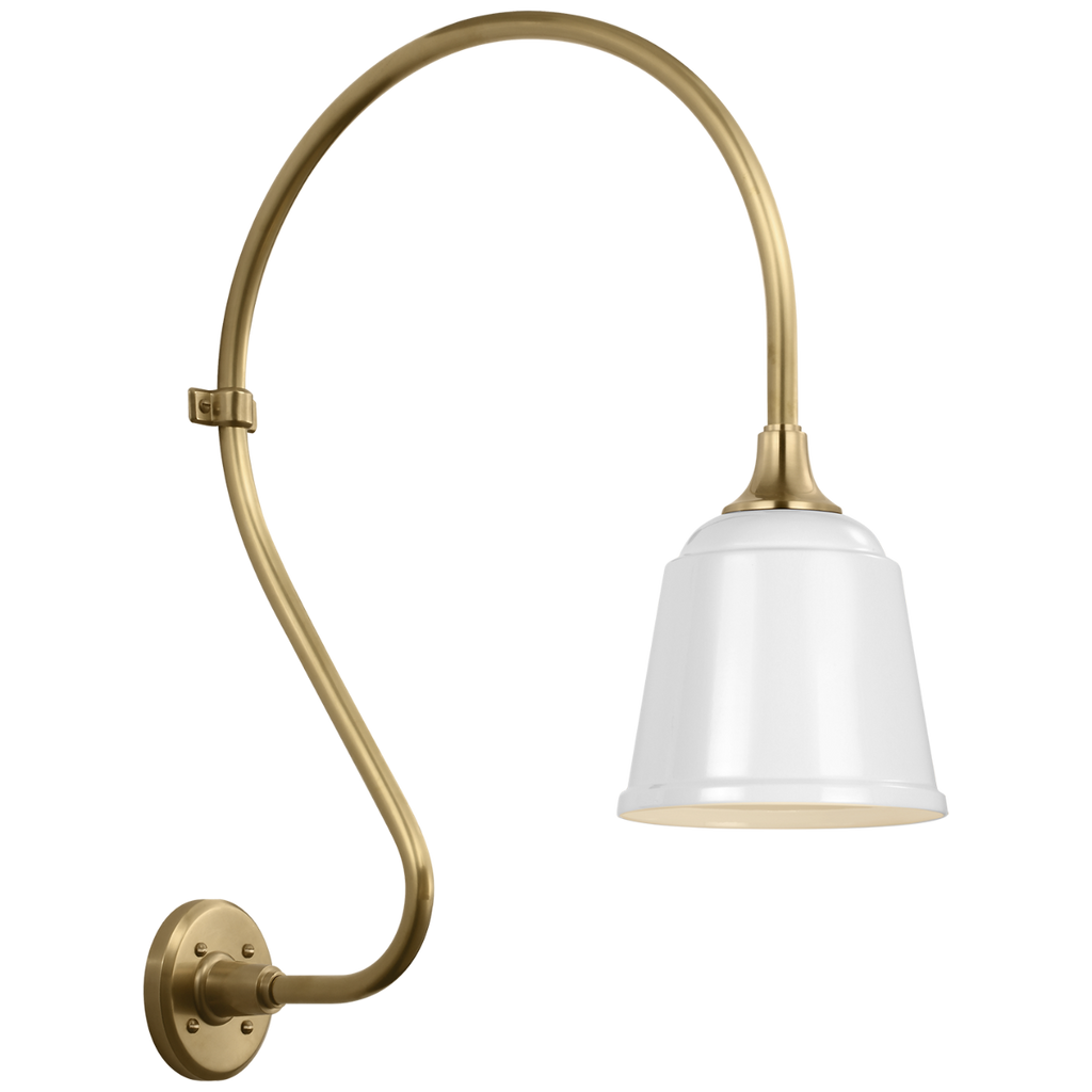Academy 18" Larrabee Barn Light | Hand-Rubbed Antique Brass | 8 | 8" White Rockhouse Shade