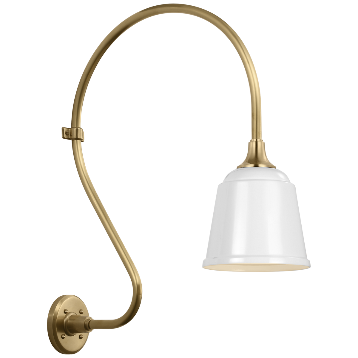 Academy 18" Larrabee Barn Light | Hand-Rubbed Antique Brass | 8 | 8" White Rockhouse Shade